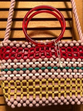 Zara Pink, Red, Yellow, White and Green Handwoven Mini Beaded Crossbody Bag
